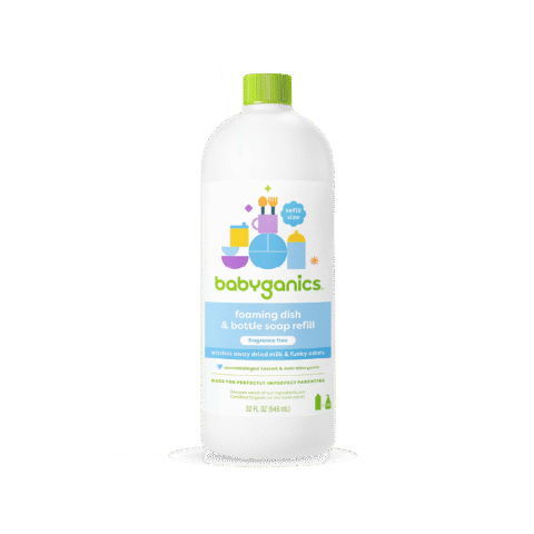 Nước rửa bình sữa BabyGanics dạng bọt tiện lợi dễ dàng loại bỏ cặn sữa, dầu mỡ và vi khuẩn an toàn tuyệt đối cho sức khỏe của bé.