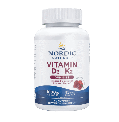 Vitamin D3 K2 Nordic Naturals Kẹo dẻo hỗ trợ xương chắc khỏe, hấp thu canxi hiệu quả cho người lớn loại 120 viên